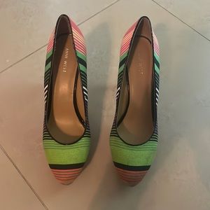 Nine West multi colored cork high heels